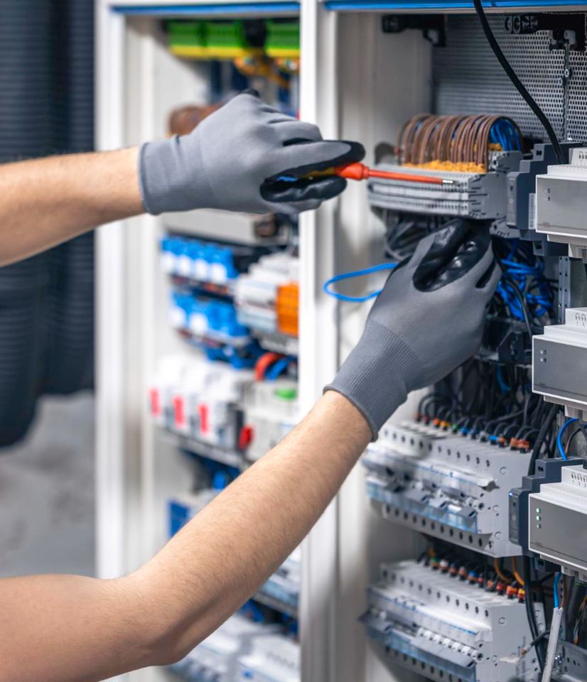 person doing electrical work
